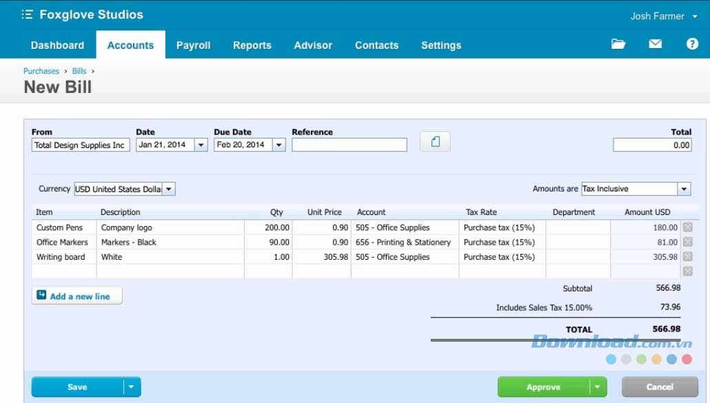 Quản lý đơn mua hàng trong Xero giúp doanh nghiệp kiểm soát dòng tiền hiệu quả