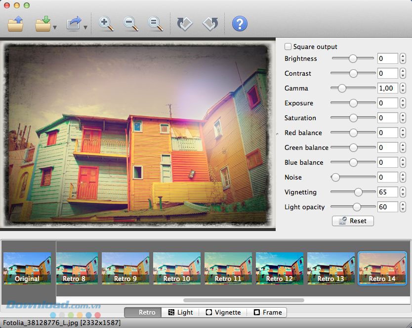 Giao diện phần mềm XnRetro trên máy Mac