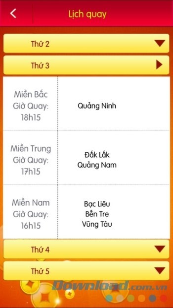 Xem kết quả các tỉnh theo ngày