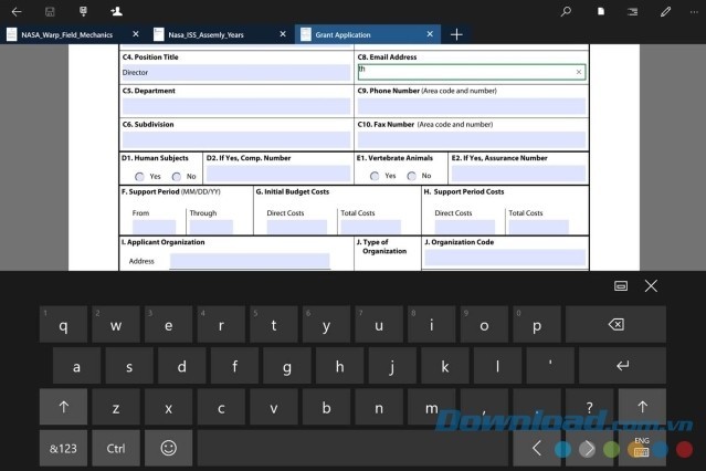 Sử dụng bàn phím của ứng dụng Xodo PDF Reader & Editor cho Windows Phone và máy tính
