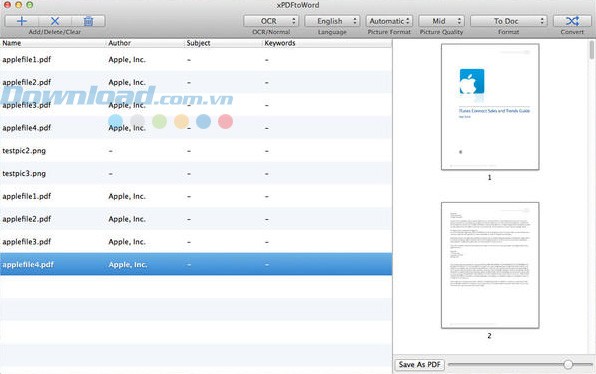 Giao diện của xPDFtoWord