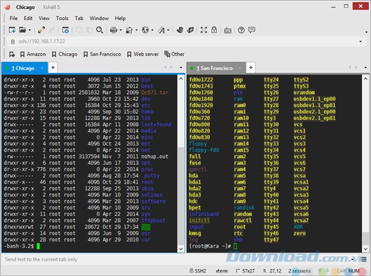 Tính năng chia màn hình của Xshell