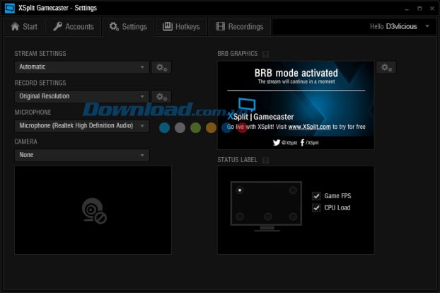 Tùy chỉnh các thông số cài đặt khác trong XSplit Gamecaster