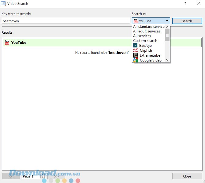 Tìm video trong phần mềm