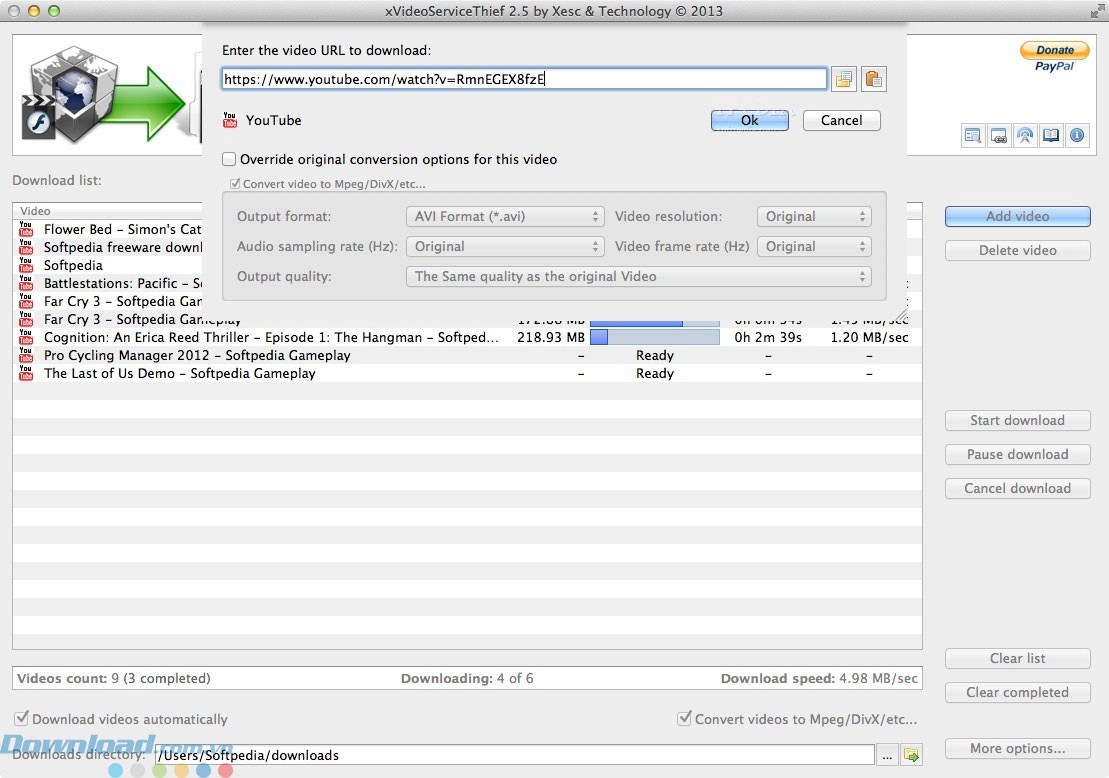 Giao diện xVideoServiceThief cho Mac