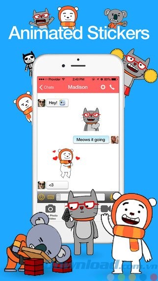 Gửi sticker động và Emoji