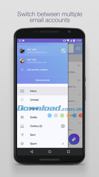 Yahoo Mail cho Android tích hợp nhiều tài khoản mail mới