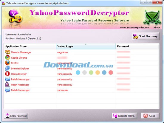 Yahoo Password Decryptor