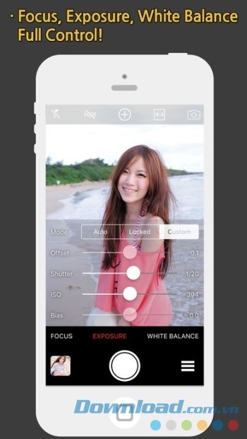 Điều chỉnh lấy nét, phơi sáng và cân bằng trắng với Yamera