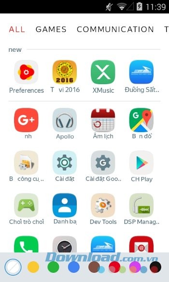 Ngăn kéo ứng dụng sau khi cài đặt Yandex Launcher