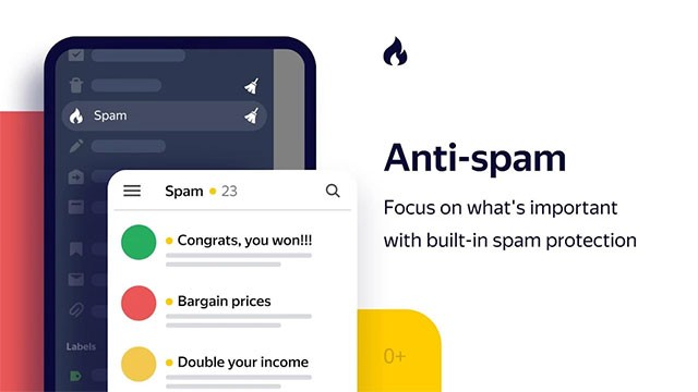 Khả năng chống thư rác hoàn hảo của Yandex Mail cho Android