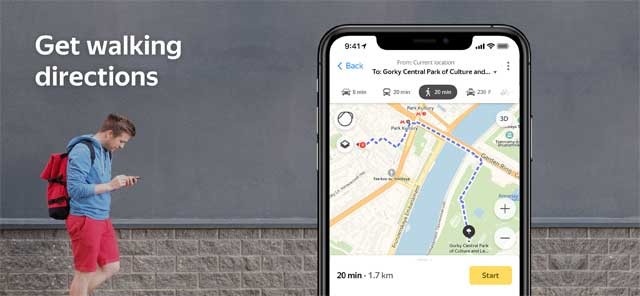 Nhận hướng dẫn tuyến đường ngắn nhất cho người đi bộ từ Yandex Maps