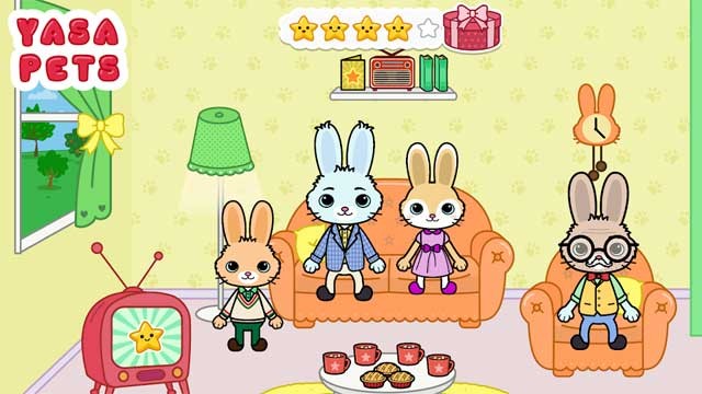 Chào mừng bé đến thăm gia đình thỏ trong game Yasa Pets Village cho Android