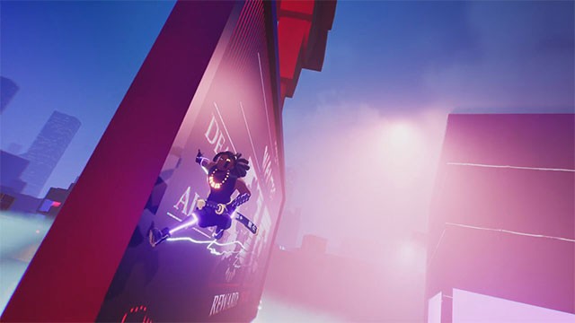 Điều khiển dũng sĩ samurai nhảy parkour để di chuyển trong không gian rộng lớn