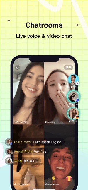 Chatroom với nhiều người đến từ nhiều quốc gia khác nhau