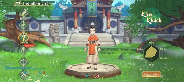 Có 6 hệ võ để chọn gồm Kiếm Khách, Y Sư, Thương Thủ, Cung thủ, Đao Khách và Sát Thủ