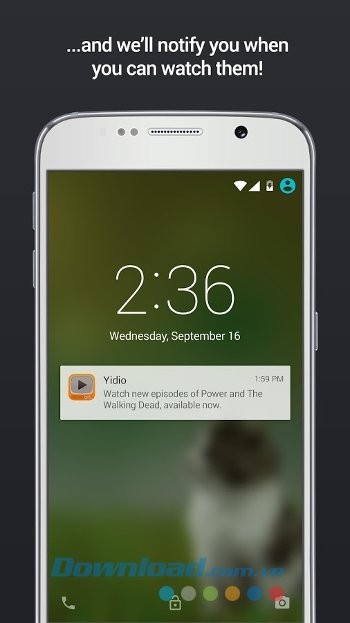 Yidio hiển thị thông báo trên màn hình chủ