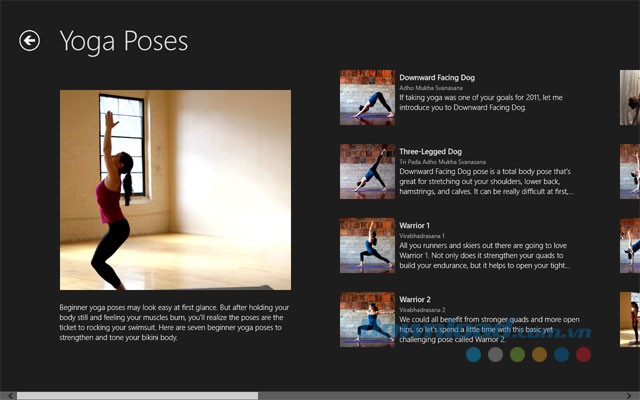 Các tư thế yoga của ứng dụng