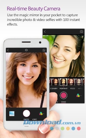 YouCam Perfect tích hợp camera trong thời gian thực