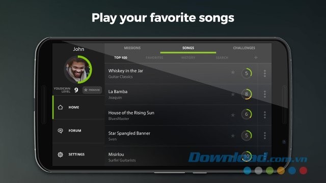 Chơi các bài hát yêu thích với Yousician Learn Piano & Guitar