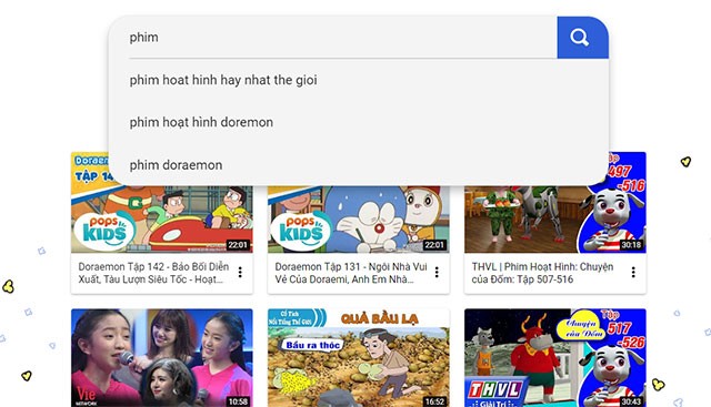 Tìm kiếm video bằng từ khóa trong YouTube Kids