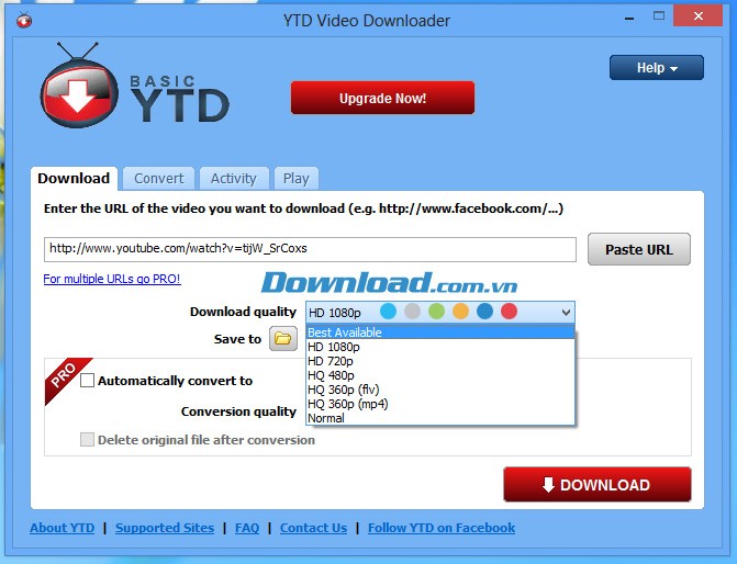 Chọn chất lượng video