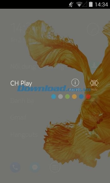 Các tùy chọn với từng ứng dụng khi sử dụng Z Launcher