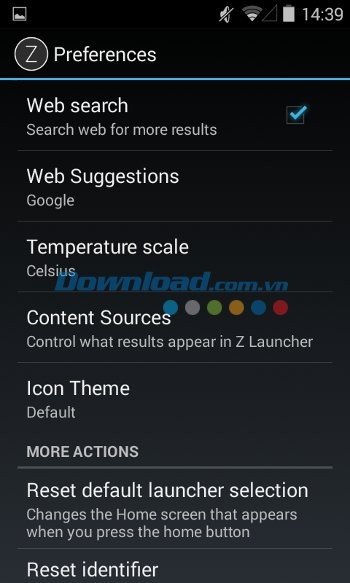 Các thiết lập cơ bản của Z Launcher