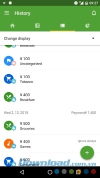 Thay đổi hiển thị trên Zaim cho Android