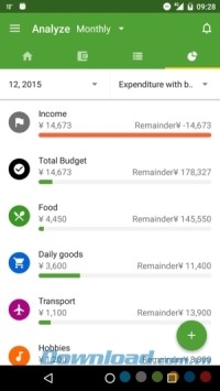 Zaim cho Android phân tích chi tiêu