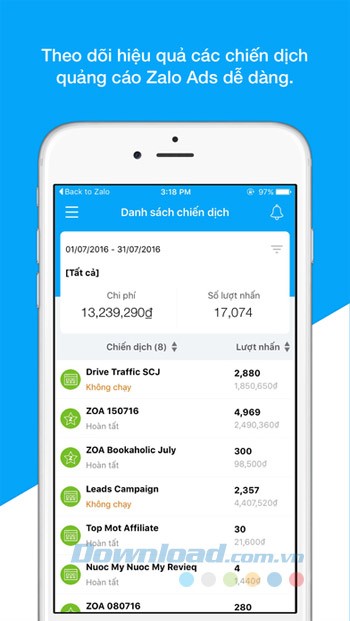 Danh sách chiến dịch quảng cáo