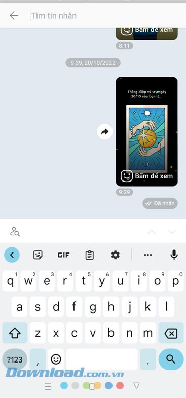 Nhập nội dung tin nhắn tìm kiếm