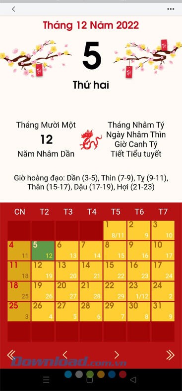 Lịch âm trên Zalo