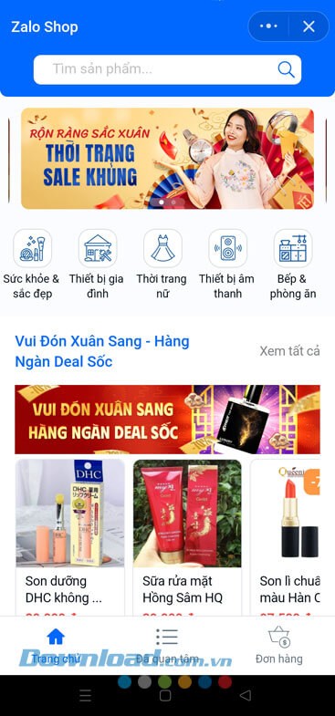 Trang chủ của Zalo Shop