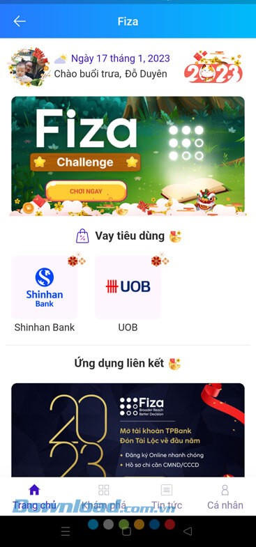 Giao diện chín của Fiza trên Zalo