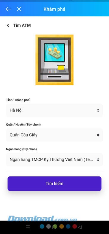 Tìm kiếm ATM gần nhất