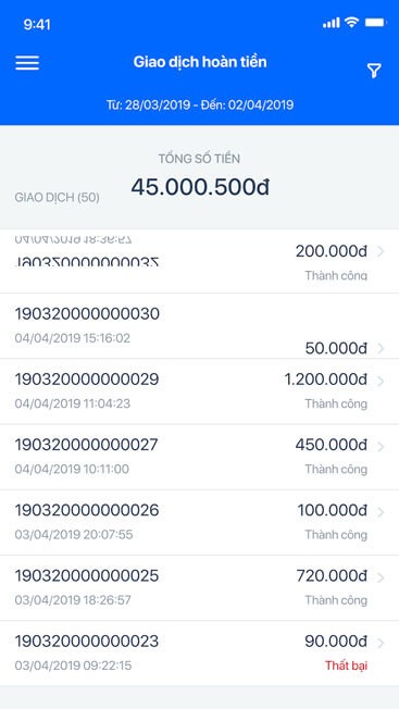 Lịch sử giao dịch trên ZaloPay Merchant