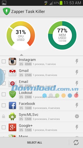 Zapper Task Killer for Android