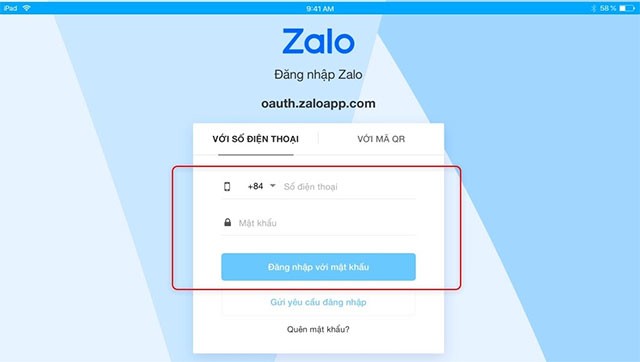 Đăng nhập ứng dụng Zavi