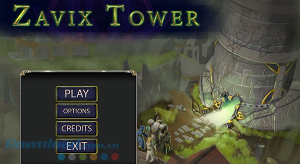 Main menu của game Zavix Tower