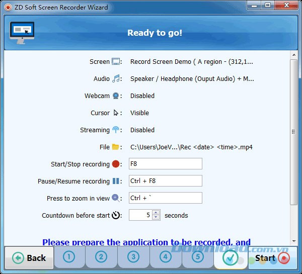 Các thiết lập quay video màn hình