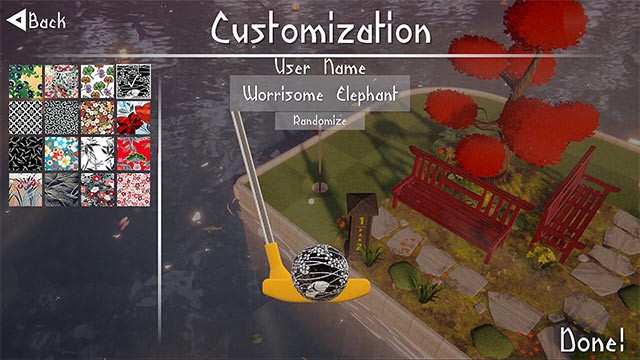 Thoải mái tùy chỉnh sân golf, bóng, nhạc nền... để tạo ra trải nghiệm chơi golf hoàn hảo trong Zen Golf