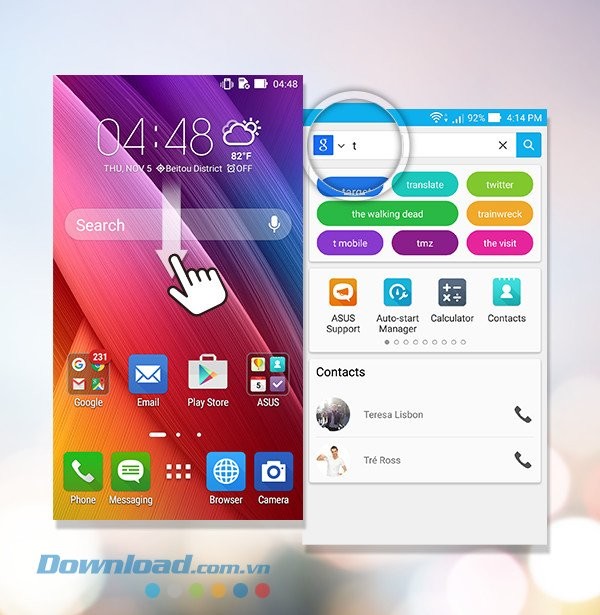 Tính năng tìm kiếm của ZenUI Launcher