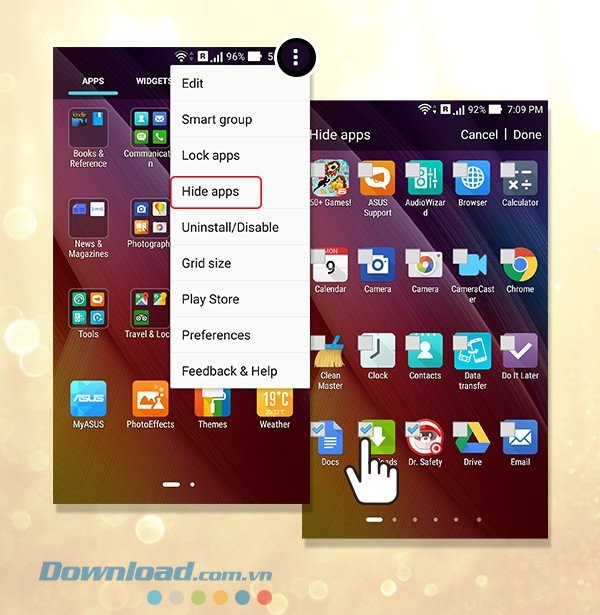 Ẩn ứng dụng với ZenUI Launcher