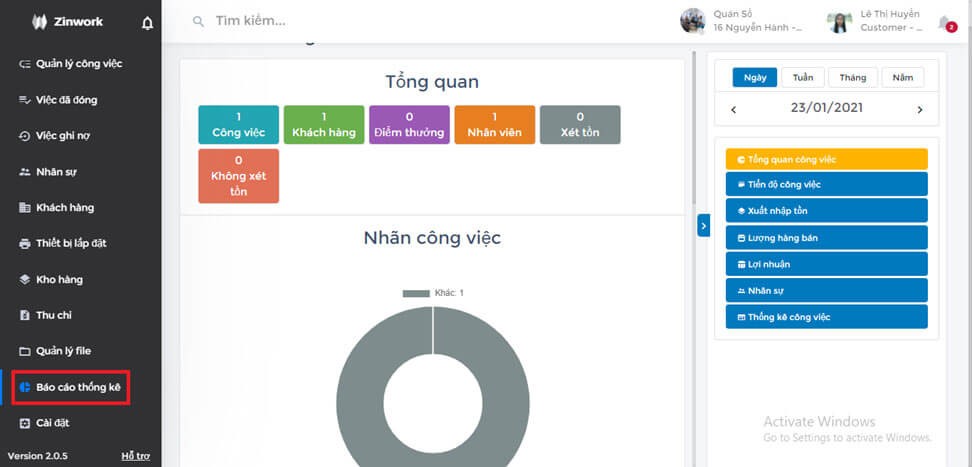 Hệ thống báo cáo thông kê vô cùng chi tiết