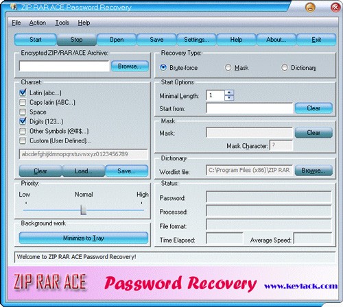ZIP RAR ACE Password Recovery