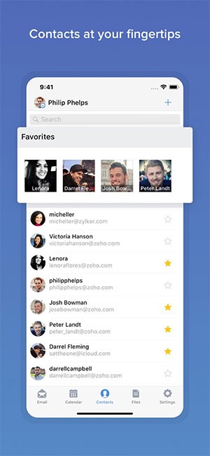 Quản lý danh bạ thuận tiện trên Zoho Mail cho iOS