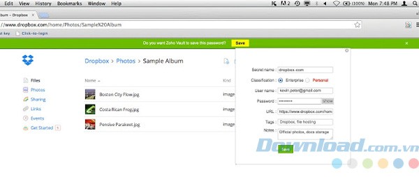 Lưu mật khẩu với Zoho Vault cho Chrome