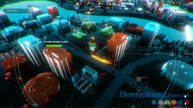 Tháp pháo phun lửa trong game chiến thuật thời gian thực Zombie City Defense 2