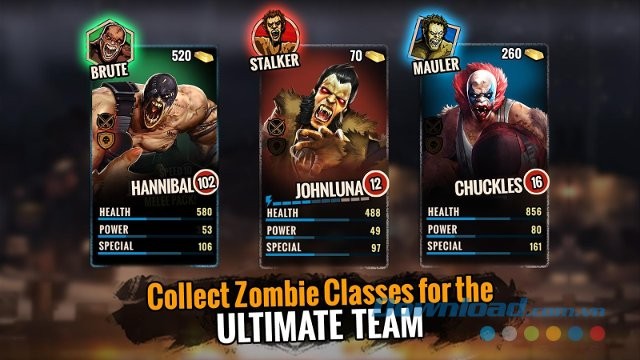 3 lớp nhân vật trong Zombie Deathmatch cho Android